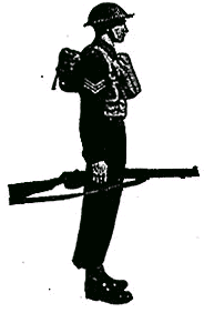 Soldier with his rifle at the "trail"